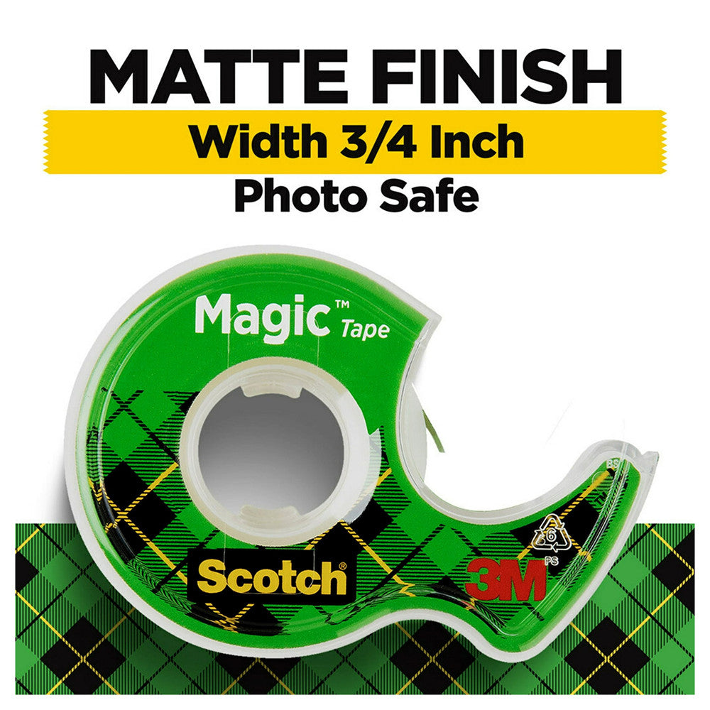 3M Scotch Magic Transparent Tape 0.75 Inc x 300 Inc, 3 Rolls